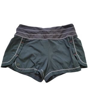 Athleta Size S Lined Running Shorts 2.5" Inseam Gray White Stitch‎ Pull On Gym